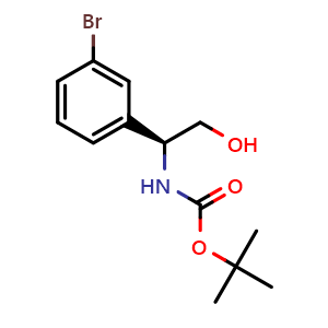 Chemical structure of (S)-b-(Boc-amino)-3-bromobenzeneethanol , CAS 910308-92-8, AChemBlock P35202