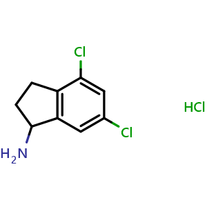 Chemical structure of 4,6-Dichloro-2,3-dihydro-1H-inden-1-amine hydrochloride , CAS 907973-35-7, AChemBlock P35227