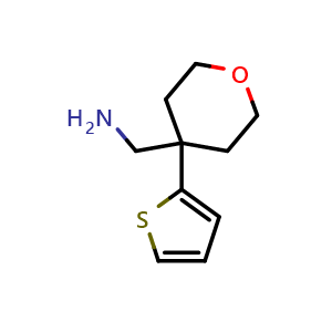 Chemical structure of Tetrahydro-4-(2-thienyl)-2H-pyran-4-methanamine , CAS 906422-74-0, AChemBlock P35234