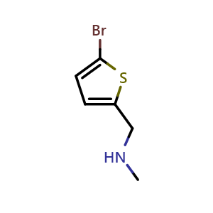 Chemical structure of 5-Bromo-N-methyl-2-thiophenemethanamine , CAS 90553-43-8, AChemBlock P35247
