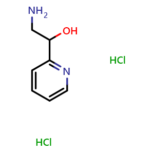 Chemical structure of 2-Amino-1-(2-pyridinyl)ethanol dihydrochloride , CAS 90345-24-7, AChemBlock P35259