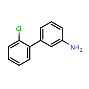 Chemical structure of 2'-Chloro-biphenyl-3-amine , CAS 90-28-8, AChemBlock P35261