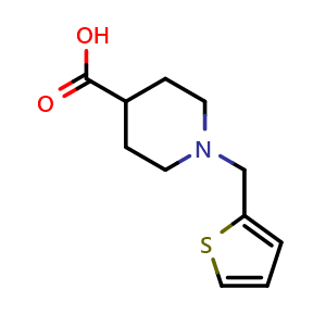 Chemical structure of 1-(2-Thienylmethyl)-4-piperidinecarboxylic acid , CAS 901923-78-2, AChemBlock P35276