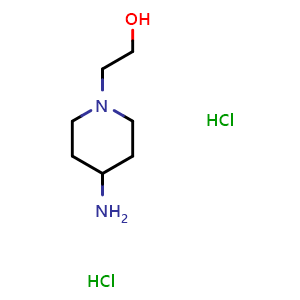 Chemical structure of 4-Amino-1-piperidineethanol dihydrochloride , CAS 89910-54-3, AChemBlock P35298