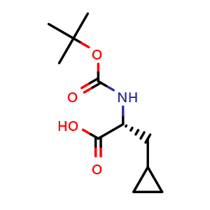 Chemical structure of (R)-2-(Boc-amino)-3-cyclopropylpropionic acid , CAS 89483-08-9, AChemBlock P35318