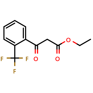 Chemical structure of Ethyl b-oxo-2-trifluoromethyl-benzenepropanoate , CAS 89424-17-9, AChemBlock P35324