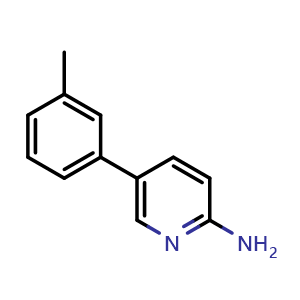 Chemical structure of 5-(3-Methylphenyl)-2-pyridinamine , CAS 893738-40-4, AChemBlock P35327