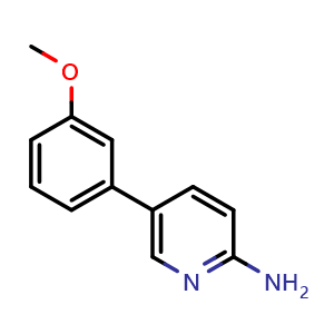 Chemical structure of 5-(3-Methoxyphenyl)-2-pyridinamine , CAS 893738-18-6, AChemBlock P35328