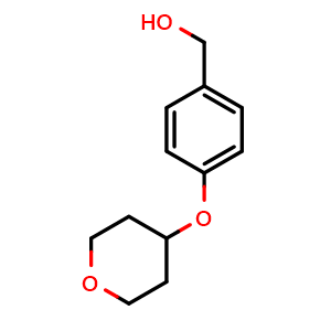 Chemical structure of 4-[(Tetrahydro-2H-pyran-4-yl)oxy]benzenemethanol , CAS 892501-95-0, AChemBlock P35339