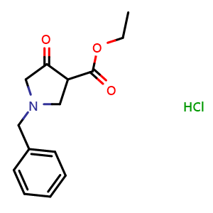 Chemical structure of Ethyl 1-benzyl-4-oxo-3-pyrrolidinecarboxylate hydrochloride , CAS 891-72-5, AChemBlock P35341