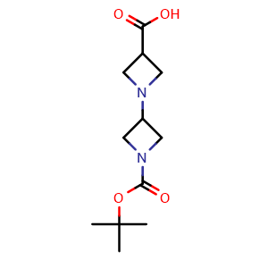 Chemical structure of 1-Boc-3-(3-carboxy-1-azetidinyl)-azetidine , CAS 889952-23-2, AChemBlock P35356