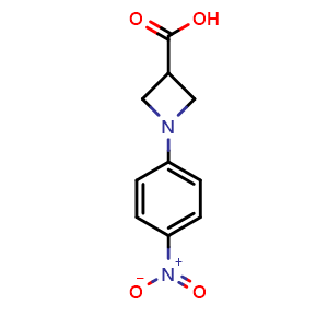 Chemical structure of 1-(4-Nitrophenyl)-3-azetidinecarboxylic acid , CAS 887595-98-4, AChemBlock P35378