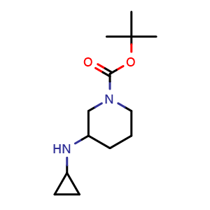 Chemical structure of 1-Boc-3-(cyclopropylamino)-piperidine , CAS 887588-04-7, AChemBlock P35386