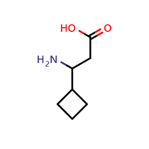 Chemical structure of 3-Amino-3-cyclobutylpropionic acid , CAS 887584-53-4, AChemBlock P35391