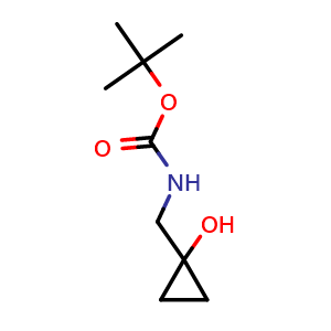 Chemical structure of 1-[(Boc-amino)methyl]cyclopropanol , CAS 887577-30-2, AChemBlock P35393