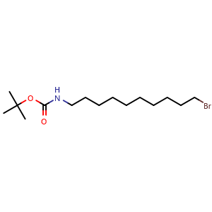 Chemical structure of 10-(Boc-amino)-1-decyl bromide , CAS 887353-29-9, AChemBlock P35399