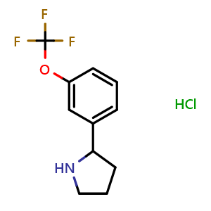 Chemical structure of 2-(3-Trifluoromethoxyphenyl)pyrrolidine hydrochloride , CAS 886502-97-2, AChemBlock P35414