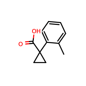 Chemical structure of 1-(2-Methylphenyl)cyclopropanecarboxylic acid , CAS 886366-10-5, AChemBlock P35421