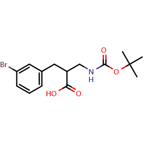 Chemical structure of 2-(3-Bromobenzyl)-3-(Boc-amino)propanoic acid , CAS 886364-87-0, AChemBlock P35424