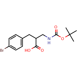 Chemical structure of 4-Bromo-a-[(Boc-amino)methyl]benzenepropanoic acid , CAS 886364-20-1, AChemBlock P35425