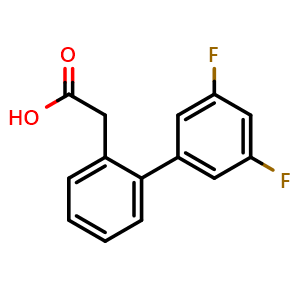 Chemical structure of 3',5'-Difluoro-biphenyl-2-acetic acid , CAS 886363-23-1, AChemBlock P35428