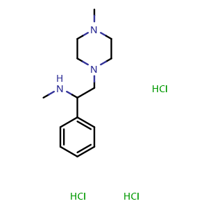 Chemical structure of N,4-Dimethyl-a-phenyl-1-piperazineethanamine trihydrochloride , CAS 885950-68-5, AChemBlock P35441