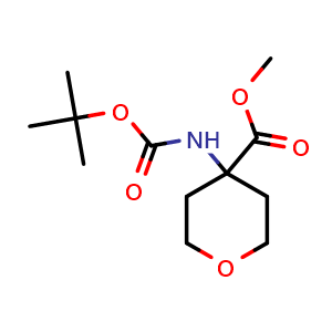 Chemical structure of Methyl 4-(Boc-amino)tetrahydropyran-4-carboxylate , CAS 885498-48-6, AChemBlock P35447