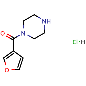 Chemical structure of 1-(3-Furoyl)piperazine hydrochloride , CAS 1258649-51-2, AChemBlock P35448