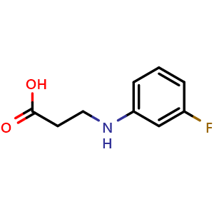 Chemical structure of N-(3-Fluorophenyl)-b-alanine , CAS 885275-89-8, AChemBlock P35453