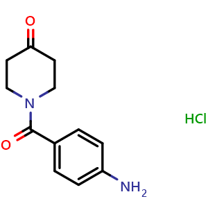 Chemical structure of 1-(4-Aminobenzoyl)-4-piperidinone hydrochloride , CAS 885274-94-2, AChemBlock P35457