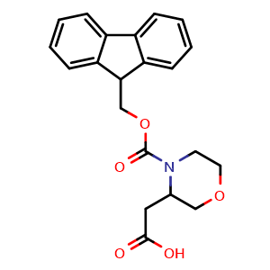 Chemical structure of 4-Fmoc-3-morpholineacetic acid , CAS 885273-95-0, AChemBlock P35464
