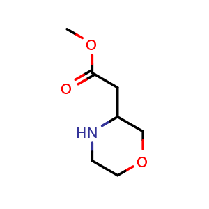 Chemical structure of 3-Morpholineacetic acid methyl ester , CAS 885273-89-2, AChemBlock P35467