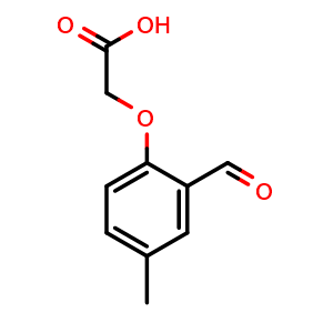 Chemical structure of 2-(2-Formyl-4-methylphenoxy)acetic acid , CAS 88521-64-6, AChemBlock P35474