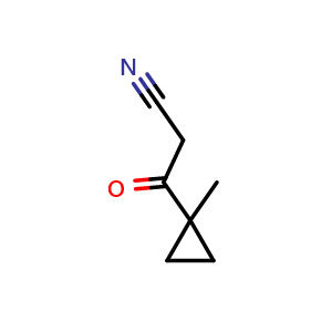 Chemical structure of 1-Methyl-b-oxo-cyclopropanepropanenitrile , CAS 88485-78-3, AChemBlock P35477