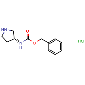 Chemical structure of (R)-3-(Cbz-amino)pyrrolidine hydrochloride , CAS 884653-79-6, AChemBlock P35480
