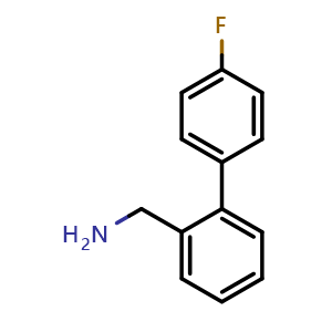Chemical structure of 4'-Fluorobiphenyl-2-methylamine , CAS 884504-18-1, AChemBlock P35482