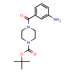 Chemical structure of 4-(3-Amino-benzoyl)-1-Boc-piperazine , CAS 883554-97-0, AChemBlock P35486