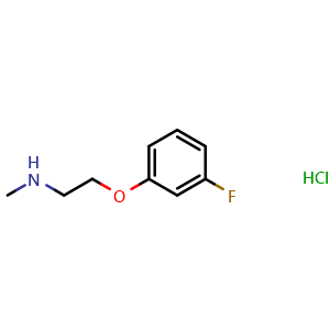 Chemical structure of 2-(3-Fluorophenoxy)-N-methyl-ethanamine hydrochloride , CAS 883540-41-8, AChemBlock P35491