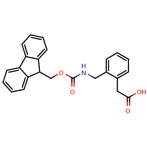 Chemical structure of 2-[(Fmoc-amino)methyl]benzeneacetic acid , CAS 882847-15-6, AChemBlock P35500