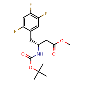 Chemical structure of Methyl (R)-b-(Boc-amino)-2,4,5-trifluorobenzenebutanoate , CAS 881995-73-9, AChemBlock P35506