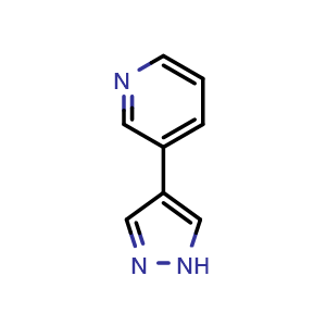 Chemical structure of 3-(1H-Pyrazol-4-yl)-pyridine , CAS 879213-50-0, AChemBlock P35527
