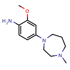 Chemical structure of 4-(4-Methyl-homopiperazin-1-yl)-2-methoxyaniline , CAS 877676-22-7, AChemBlock P35542