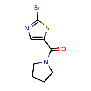 Chemical structure of (2-Bromo-5-thiazolyl)-1-pyrrolidinyl-methanone , CAS 877675-06-4, AChemBlock P35543