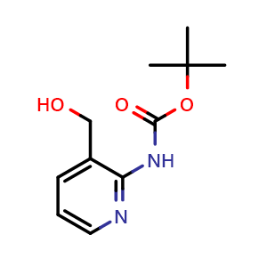 Chemical structure of 2-(Boc-amino)-3-(hydroxymethyl)pyridine , CAS 877593-11-8, AChemBlock P35545