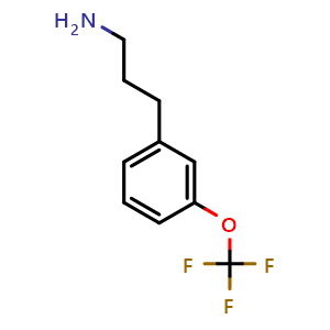 Chemical structure of 3-(Trifluoromethoxy)-benzenepropanamine , CAS 877151-52-5, AChemBlock P35549
