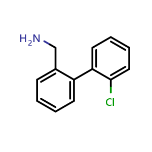 Chemical structure of 2'-Chlorobiphenyl-2-methylamine , CAS 876170-46-6, AChemBlock P35563