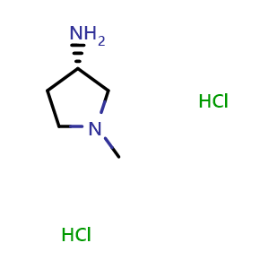 Chemical structure of (3S)-1-Methyl-3-pyrrolidinamine dihydrochloride , CAS 874348-06-8, AChemBlock P35579