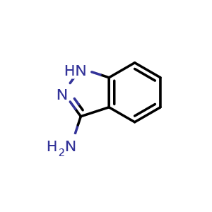Chemical structure of 1H-Indazol-3-amine , CAS 874-05-5, AChemBlock P35582