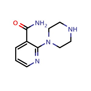Chemical structure of 2-(1-Piperazinyl)-3-pyridinecarboxamide , CAS 87394-64-7, AChemBlock P35583