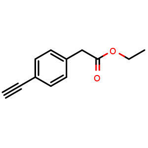 Chemical structure of 4-Ethynyl-benzeneacetic acid ethyl ester , CAS 87356-23-8, AChemBlock P35587